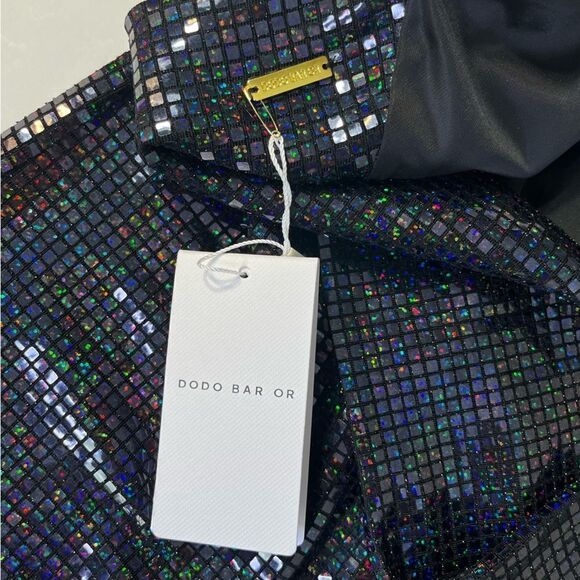 NEW Dodo Bar Or Vika Buckled Sequin Embellished Top One Shoulder Black Size 10 - Picture 10 of 14